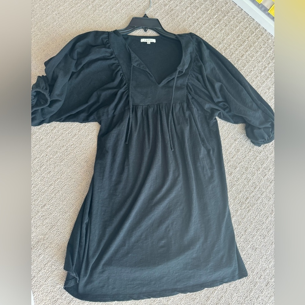 Z supply Ventura Mini Dress Black Cotton Casual Shift Dress Small - Picture 2 of 3